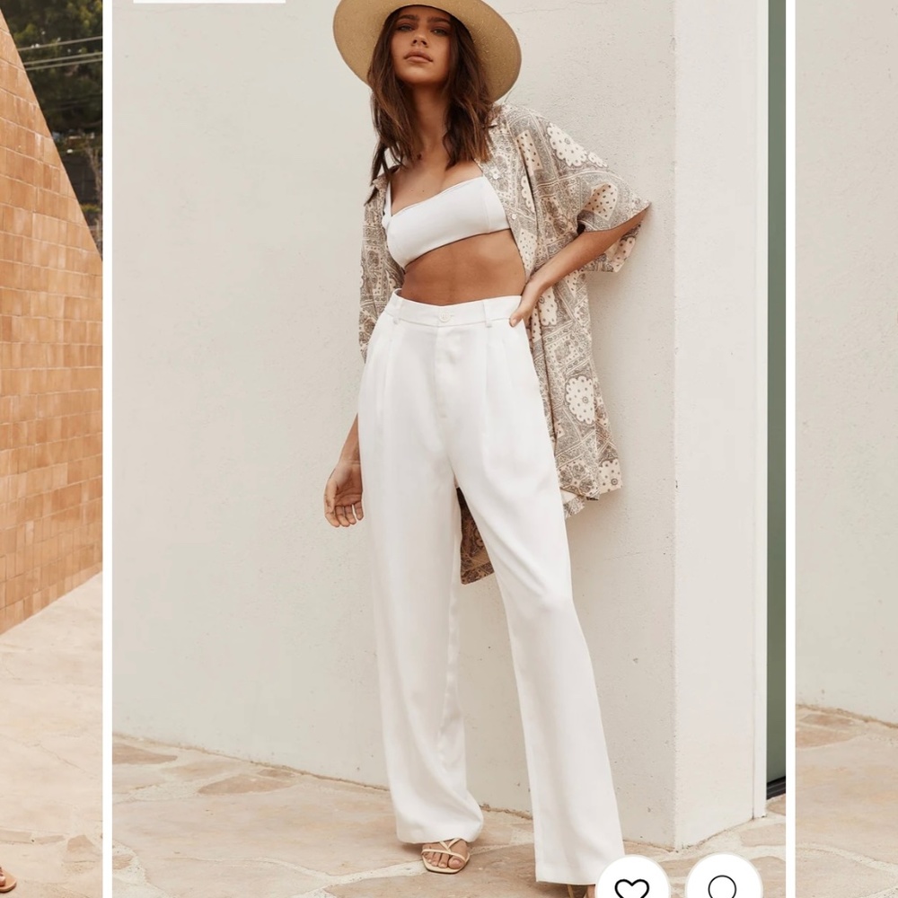 Jaxon White Wide Leg Trousers - 12th Tribe - LARGE